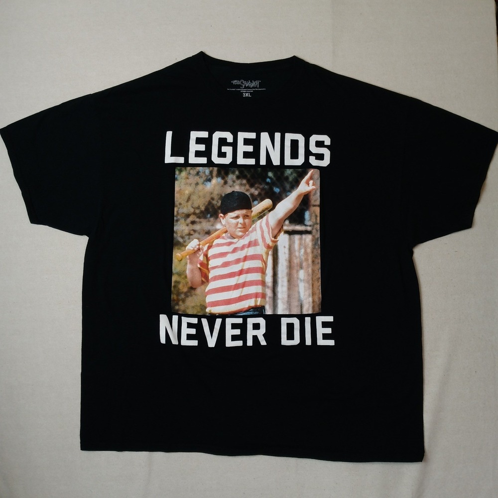 The Sandlot Legends Never Die Ham Porter Graphic T-Shirt Mens 3XL Black Cotton